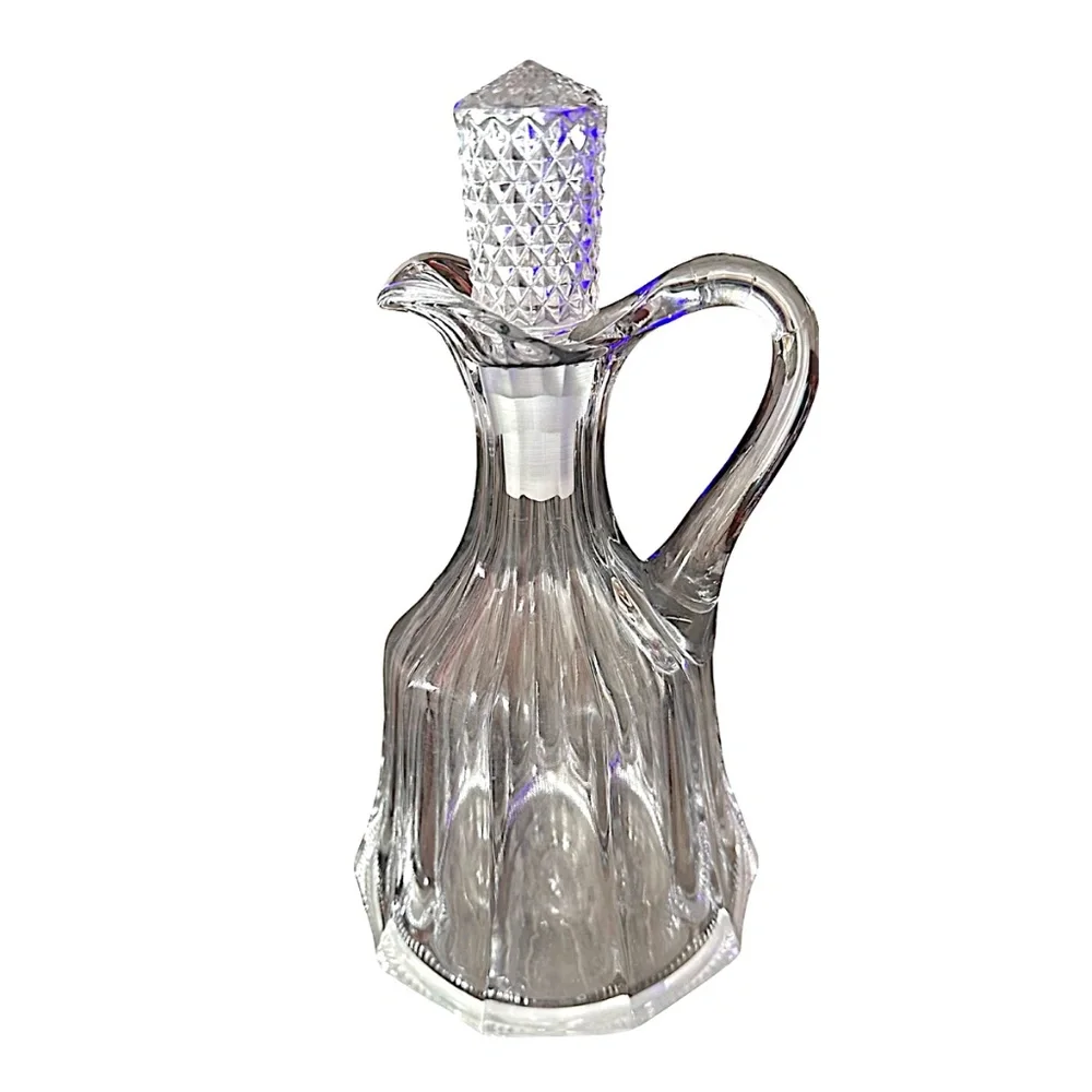 HEISEY PEERLESS Heavy Clear Pressed Glass Decanter 9 1/4” (pair of 2)  Stoppers